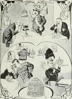 An illustration from Europas Fürsten im Sittenspiegel der Karikatur, mit 468 Textillustrationen und 72 farbigen Kunstblättern nach seltenen und amüsanten Karikaturen, aus allen Ländern und Zeitepochen (1908)