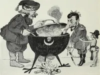 An illustration from Europas Fürsten im Sittenspiegel der Karikatur, mit 468 Textillustrationen und 72 farbigen Kunstblättern nach seltenen und amüsanten Karikaturen, aus allen Ländern und Zeitepochen (1908)