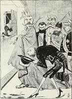 An illustration from Europas Fürsten im Sittenspiegel der Karikatur, mit 468 Textillustrationen und 72 farbigen Kunstblättern nach seltenen und amüsanten Karikaturen, aus allen Ländern und Zeitepochen (1908)