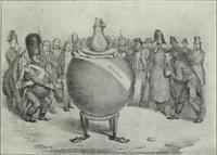 An illustration from Europas Fürsten im Sittenspiegel der Karikatur, mit 468 Textillustrationen und 72 farbigen Kunstblättern nach seltenen und amüsanten Karikaturen, aus allen Ländern und Zeitepochen (1908)