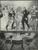 An illustration from Europas Fürsten im Sittenspiegel der Karikatur, mit 468 Textillustrationen und 72 farbigen Kunstblättern nach seltenen und amüsanten Karikaturen, aus allen Ländern und Zeitepochen (1908)