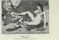 An illustration from Europas Fürsten im Sittenspiegel der Karikatur, mit 468 Textillustrationen und 72 farbigen Kunstblättern nach seltenen und amüsanten Karikaturen, aus allen Ländern und Zeitepochen (1908)