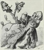 An illustration from Europas Fürsten im Sittenspiegel der Karikatur, mit 468 Textillustrationen und 72 farbigen Kunstblättern nach seltenen und amüsanten Karikaturen, aus allen Ländern und Zeitepochen (1908)