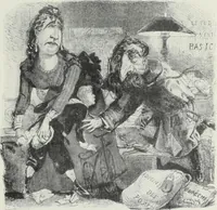 An illustration from Europas Fürsten im Sittenspiegel der Karikatur, mit 468 Textillustrationen und 72 farbigen Kunstblättern nach seltenen und amüsanten Karikaturen, aus allen Ländern und Zeitepochen (1908)