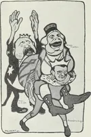 An illustration from Europas Fürsten im Sittenspiegel der Karikatur, mit 468 Textillustrationen und 72 farbigen Kunstblättern nach seltenen und amüsanten Karikaturen, aus allen Ländern und Zeitepochen (1908)