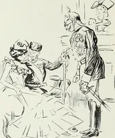 An illustration from Europas Fürsten im Sittenspiegel der Karikatur, mit 468 Textillustrationen und 72 farbigen Kunstblättern nach seltenen und amüsanten Karikaturen, aus allen Ländern und Zeitepochen (1908)