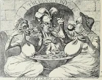 An illustration from Europas Fürsten im Sittenspiegel der Karikatur, mit 468 Textillustrationen und 72 farbigen Kunstblättern nach seltenen und amüsanten Karikaturen, aus allen Ländern und Zeitepochen (1908)
