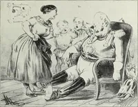 An illustration from Europas Fürsten im Sittenspiegel der Karikatur, mit 468 Textillustrationen und 72 farbigen Kunstblättern nach seltenen und amüsanten Karikaturen, aus allen Ländern und Zeitepochen (1908)