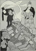 An illustration from Europas Fürsten im Sittenspiegel der Karikatur, mit 468 Textillustrationen und 72 farbigen Kunstblättern nach seltenen und amüsanten Karikaturen, aus allen Ländern und Zeitepochen (1908)