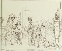 An illustration from Europas Fürsten im Sittenspiegel der Karikatur, mit 468 Textillustrationen und 72 farbigen Kunstblättern nach seltenen und amüsanten Karikaturen, aus allen Ländern und Zeitepochen (1908)
