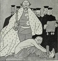 An illustration from Europas Fürsten im Sittenspiegel der Karikatur, mit 468 Textillustrationen und 72 farbigen Kunstblättern nach seltenen und amüsanten Karikaturen, aus allen Ländern und Zeitepochen (1908)