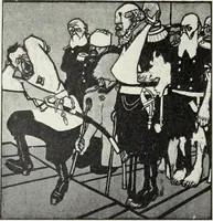 An illustration from Europas Fürsten im Sittenspiegel der Karikatur, mit 468 Textillustrationen und 72 farbigen Kunstblättern nach seltenen und amüsanten Karikaturen, aus allen Ländern und Zeitepochen (1908)