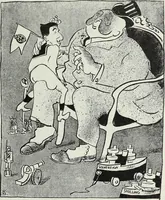 An illustration from Europas Fürsten im Sittenspiegel der Karikatur, mit 468 Textillustrationen und 72 farbigen Kunstblättern nach seltenen und amüsanten Karikaturen, aus allen Ländern und Zeitepochen (1908)