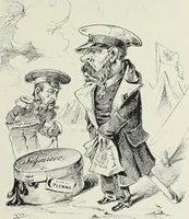 An illustration from Europas Fürsten im Sittenspiegel der Karikatur, mit 468 Textillustrationen und 72 farbigen Kunstblättern nach seltenen und amüsanten Karikaturen, aus allen Ländern und Zeitepochen (1908)