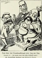 An illustration from Europas Fürsten im Sittenspiegel der Karikatur, mit 468 Textillustrationen und 72 farbigen Kunstblättern nach seltenen und amüsanten Karikaturen, aus allen Ländern und Zeitepochen (1908)