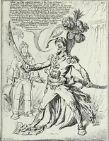An illustration from Europas Fürsten im Sittenspiegel der Karikatur, mit 468 Textillustrationen und 72 farbigen Kunstblättern nach seltenen und amüsanten Karikaturen, aus allen Ländern und Zeitepochen (1908)