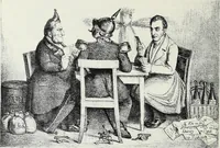 An illustration from Europas Fürsten im Sittenspiegel der Karikatur, mit 468 Textillustrationen und 72 farbigen Kunstblättern nach seltenen und amüsanten Karikaturen, aus allen Ländern und Zeitepochen (1908)