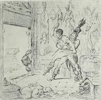An illustration from Europas Fürsten im Sittenspiegel der Karikatur, mit 468 Textillustrationen und 72 farbigen Kunstblättern nach seltenen und amüsanten Karikaturen, aus allen Ländern und Zeitepochen (1908)