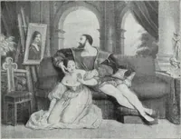 An illustration from Europas Fürsten im Sittenspiegel der Karikatur, mit 468 Textillustrationen und 72 farbigen Kunstblättern nach seltenen und amüsanten Karikaturen, aus allen Ländern und Zeitepochen (1908)