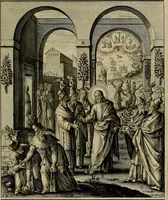 An illustration from Evangelicae historiae imagines : ex ordine euangeliorum, quae toto anno in missae sacrificio recitantur, in ordinem temporis vitae Christi digestae (1593)