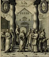 An illustration from Evangelicae historiae imagines : ex ordine euangeliorum, quae toto anno in missae sacrificio recitantur, in ordinem temporis vitae Christi digestae (1593)