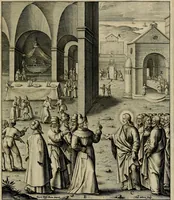 An illustration from Evangelicae historiae imagines : ex ordine euangeliorum, quae toto anno in missae sacrificio recitantur, in ordinem temporis vitae Christi digestae (1593)
