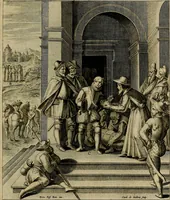 An illustration from Evangelicae historiae imagines : ex ordine euangeliorum, quae toto anno in missae sacrificio recitantur, in ordinem temporis vitae Christi digestae (1593)