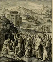 An illustration from Evangelicae historiae imagines : ex ordine euangeliorum, quae toto anno in missae sacrificio recitantur, in ordinem temporis vitae Christi digestae (1593)