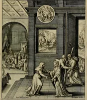 An illustration from Evangelicae historiae imagines : ex ordine euangeliorum, quae toto anno in missae sacrificio recitantur, in ordinem temporis vitae Christi digestae (1593)