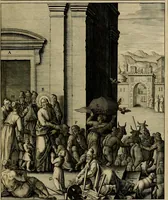 An illustration from Evangelicae historiae imagines : ex ordine euangeliorum, quae toto anno in missae sacrificio recitantur, in ordinem temporis vitae Christi digestae (1593)