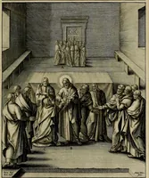 Picture 150 of 161 from Evangelicae historiae imagines : ex ordine euangeliorum, quae toto anno in missae sacrificio recitantur, in ordinem temporis vitae Christi digestae (1593), leaf 300