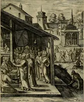 An illustration from Evangelicae historiae imagines : ex ordine euangeliorum, quae toto anno in missae sacrificio recitantur, in ordinem temporis vitae Christi digestae (1593)