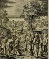 An illustration from Evangelicae historiae imagines : ex ordine euangeliorum, quae toto anno in missae sacrificio recitantur, in ordinem temporis vitae Christi digestae (1593)