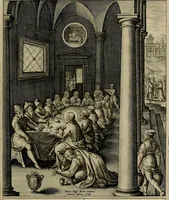 An illustration from Evangelicae historiae imagines : ex ordine euangeliorum, quae toto anno in missae sacrificio recitantur, in ordinem temporis vitae Christi digestae (1593)