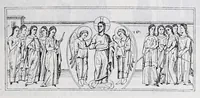 An illustration from Evangelīe v pami︠a︡tnikakh ikonografīi preimushchestvenno vizantīĭskikh i russkikh (1892)