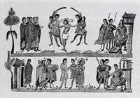 An illustration from Evangelīe v pami︠a︡tnikakh ikonografīi preimushchestvenno vizantīĭskikh i russkikh (1892)