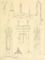 An illustration from Examples of Gothic architecture : selected from various ancient edifices in England ; consisting of plans, elevations, sections, and parts at large ; calculated to exemplify the various styles and the practical construction of this admired class of architecture ; accompanied by historical and descriptive accounts (1895)