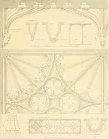 An illustration from Examples of Gothic architecture : selected from various ancient edifices in England ; consisting of plans, elevations, sections, and parts at large ; calculated to exemplify the various styles and the practical construction of this admired class of architecture ; accompanied by historical and descriptive accounts (1895)