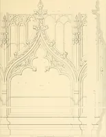 An illustration from Examples of Gothic architecture : selected from various ancient edifices in England ; consisting of plans, elevations, sections, and parts at large ; calculated to exemplify the various styles and the practical construction of this admired class of architecture ; accompanied by historical and descriptive accounts (1895)