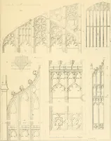 An illustration from Examples of Gothic architecture : selected from various ancient edifices in England ; consisting of plans, elevations, sections, and parts at large ; calculated to exemplify the various styles and the practical construction of this admired class of architecture ; accompanied by historical and descriptive accounts (1895)