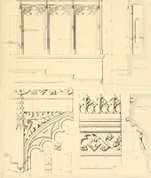 An illustration from Examples of Gothic architecture : selected from various ancient edifices in England ; consisting of plans, elevations, sections, and parts at large ; calculated to exemplify the various styles and the practical construction of this admired class of architecture ; accompanied by historical and descriptive accounts (1895)