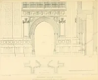 An illustration from Examples of Gothic architecture : selected from various ancient edifices in England ; consisting of plans, elevations, sections, and parts at large ; calculated to exemplify the various styles and the practical construction of this admired class of architecture ; accompanied by historical and descriptive accounts (1895)