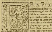 An illustration from Ex[celentisi]mo señor. Fray Francisco Ximenez diffinidor de la Orden de San Augustin desta prouincia del Santo Nombre de Iesus, y en nombre della; y de la sagrada Orden de Santo Domingo desta prouincia de Mexico . (1650)