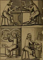 An illustration from The excellency of the pen and pencil, exemplifying the uses of them in the most exquisite and mysterious arts of drawing, etching, engraving, limning, painting in oyl, washing of maps & pictures : also the way to cleanse any old painting, and preserve the colours : collected from the writings of the ablest masters both antient and modern .. (1688)