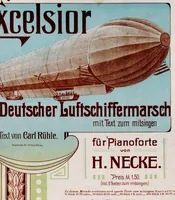 An illustration from Excelsior : Deutscher Luftschiffermarsch mit Text zum mitsingen : für Pianoforte (1913)