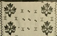 An illustration from Exhibition of national Russian art, 17th, 18th and early 19th centuries : peasant embroideries, costumes, headdresses, hand-woven materials, laces, ikons, articles of silver, copper, etc. (1900)