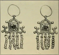 An illustration from Exhibition of national Russian art, 17th, 18th and early 19th centuries : peasant embroideries, costumes, headdresses, hand-woven materials, laces, ikons, articles of silver, copper, etc. (1900)