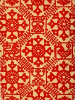 An illustration from Exhibition of national Russian art, 17th, 18th and early 19th centuries : peasant embroideries, costumes, headdresses, hand-woven materials, laces, ikons, articles of silver, copper, etc. (1900)