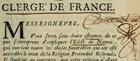 An illustration from Explication de l'Edict de Nantes, par les avtres edicts de pacification, declarations & arrests de reglement (1666)