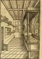 An illustration from Eyn schön nützlich Büchlin vnd Vnderweisung der Kunst des Messens mit dem Zirckel, Richtscheidt oder Linial : zu nutz allen Kunstliebhabern fürnemlich den Malern, Bildhawern, Goldschmiden, Seidenstikern, Steynmetzen, Scheinern auch allen Andern so sich der Kunst des Messens (Perspectiua zü latin gnant) zügebrauchen Lust haben : darin Man auch solche Kunst leichter dan ausz etzlichen hieuorgetruckten Büchern begreiffen vn lernen mag mit vil [i.e., 56] schönen darzü dienenden Figuren (1531)